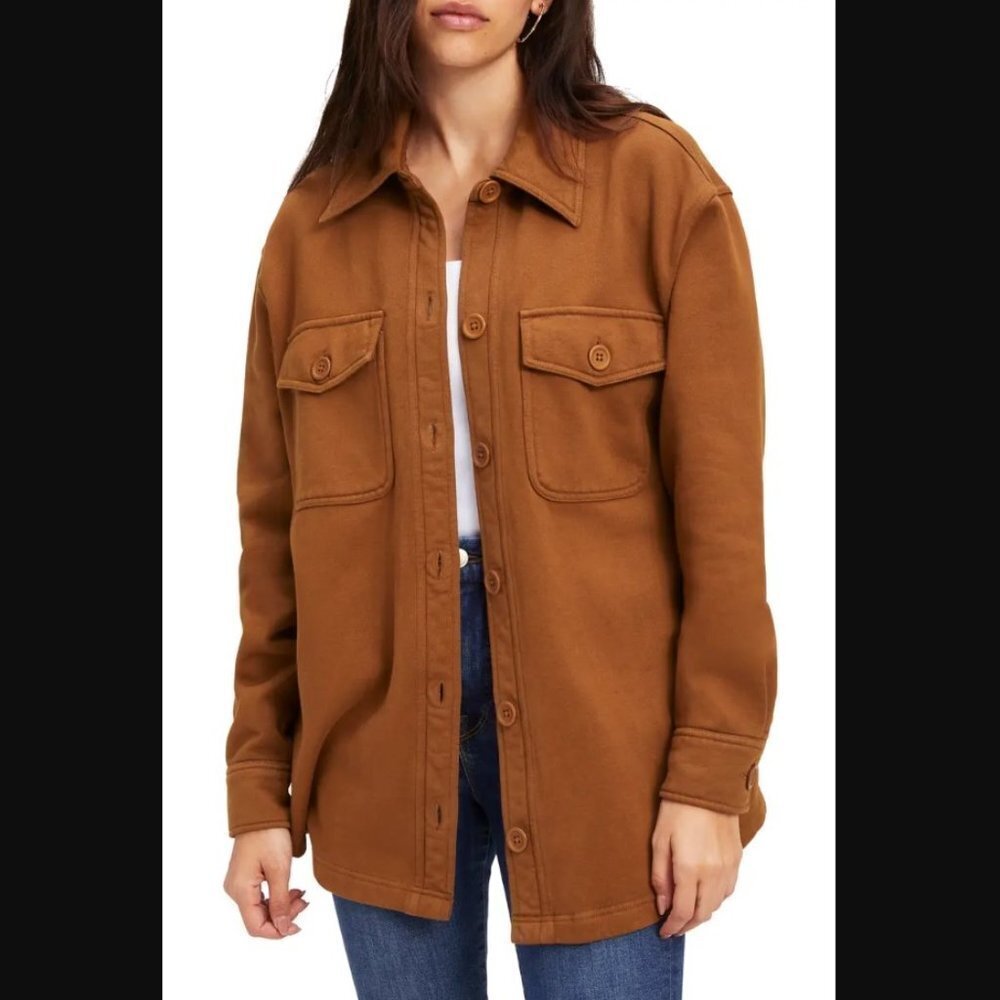 Good American Oversize Fleece Shirt Jacket